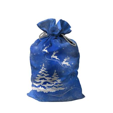 Мешок для подарков sfer.tex Деда Мороза 28х42 см Новогодний лес синий
