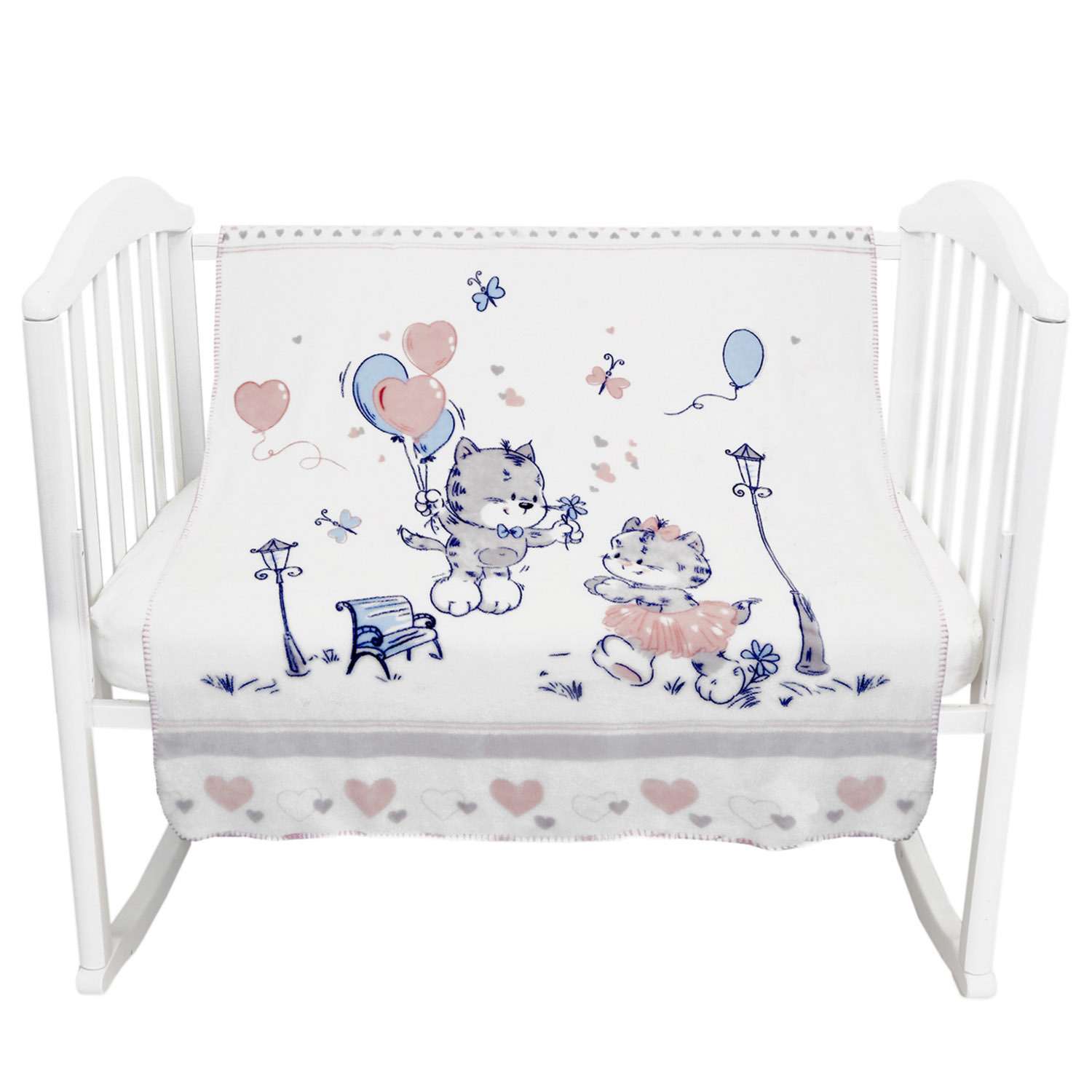 Комплект постельного белья Baby Nice Котята и сердечки 4предмета H18/12 - фото 5