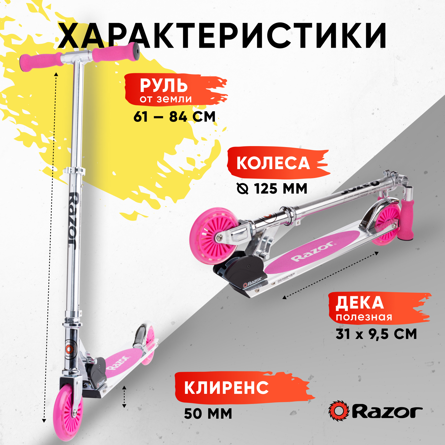 Самокат двухколёсный детский RAZOR A125 German Standart розовый складной  лёгкий для детей от 3 лет с колёсами 125 мм купить по цене 6990 ₽ в  интернет-магазине Детский мир