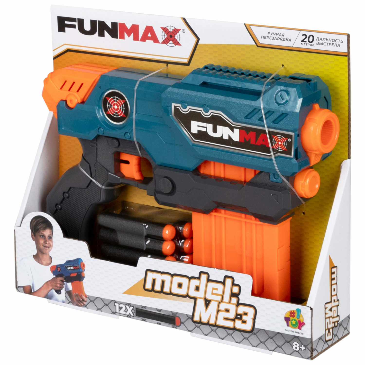 Фанмакс Бластер с мягкими пулями FunMax 1TOY детский 12 пуль - фото 17