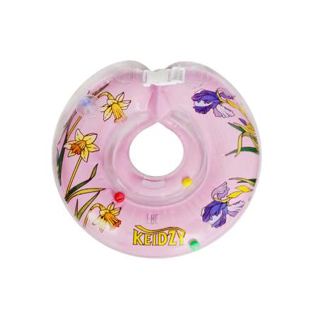 Круг на шею Keidzy для купания малышей розовый цветы