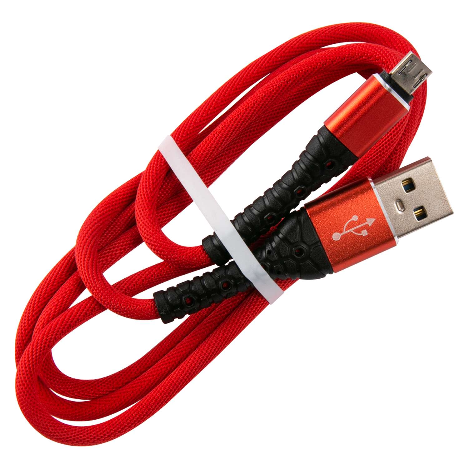 Кабель mObility USB – microUSB 3А тканевая оплетка красный - фото 1