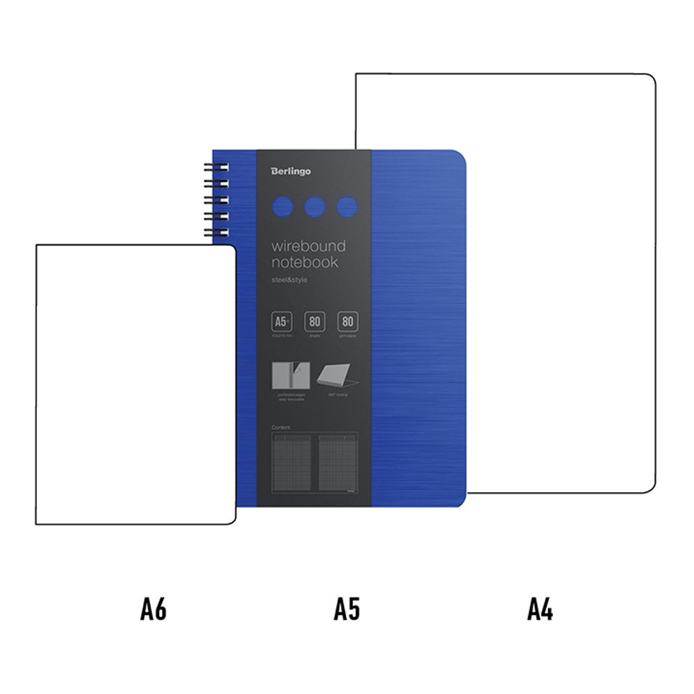 Бизнес-тетрадь Berlingo А5+ 80 листов Steel amp Style клетка на гребне пластиковая обложка линейка-закладка - фото 2