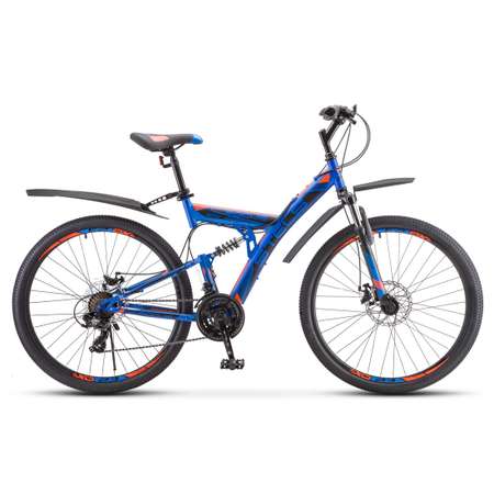 Велосипед STELS Focus MD 27.5 21-sp V010 19 Синий/неоновый-красный