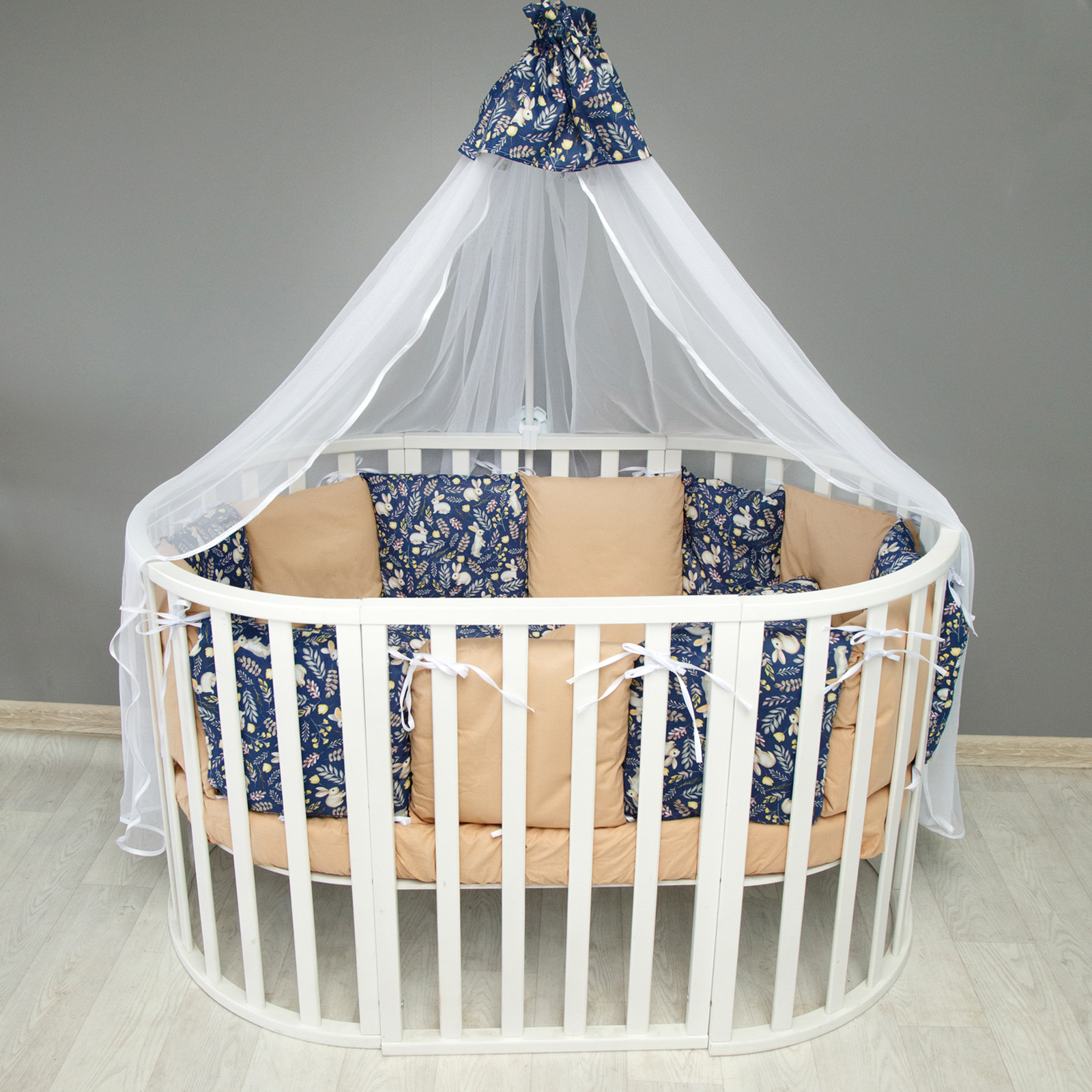Комплект постельного белья Amarobaby Premium Зайчики 7предметов Синий - фото 7