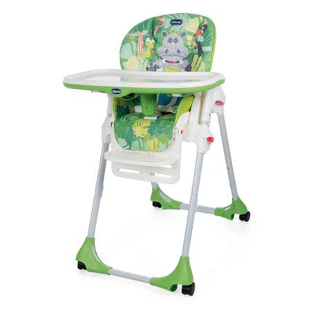 Стульчик CHICCO для кормления Polly 2 in 1 Easy Happy Jungle 4 колеса 06079212640180