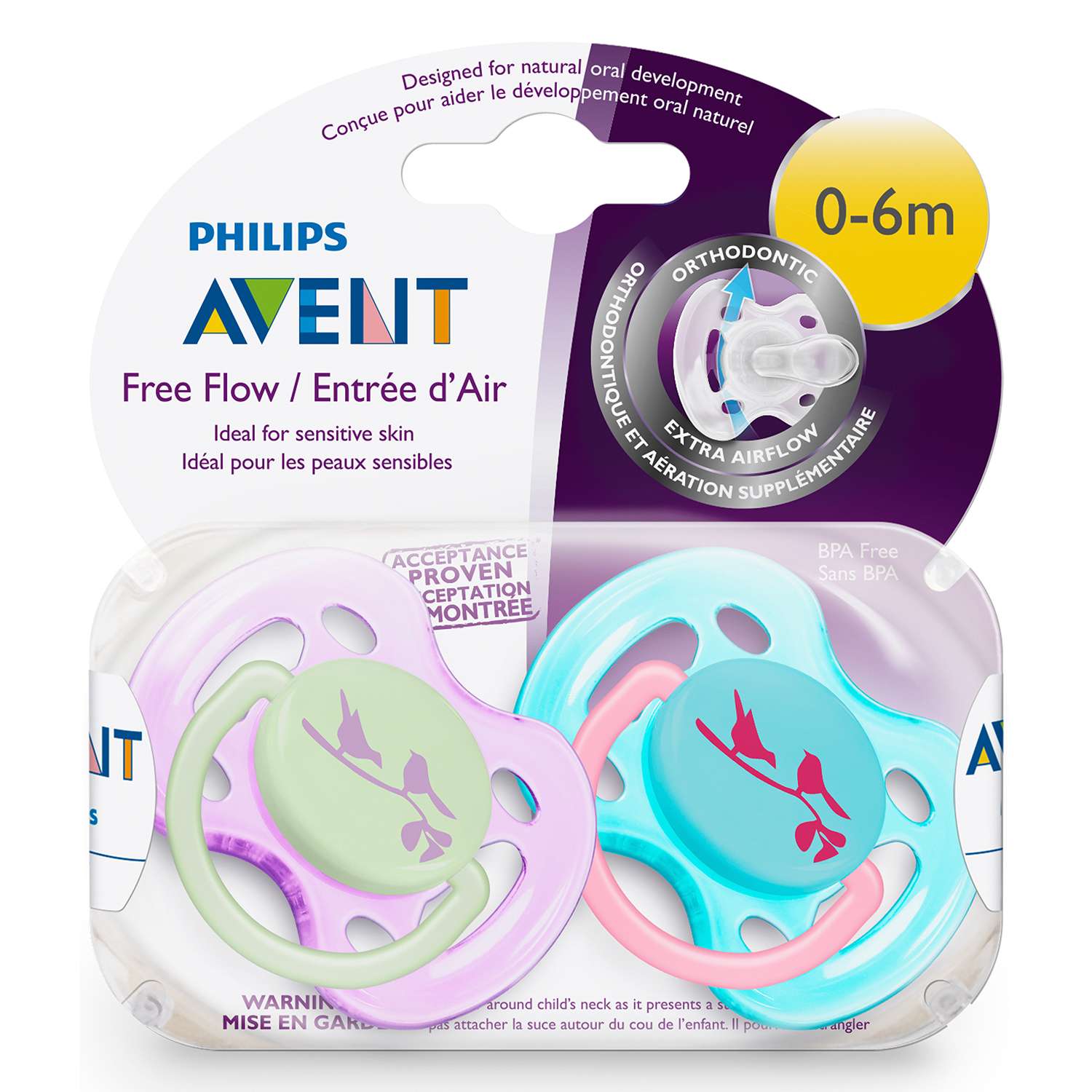 Пустышка Philips Avent серия FreeFlow (SCF172/18) 2 шт 0-6 мес. Фиолетовая/Бирюзовая - фото 4