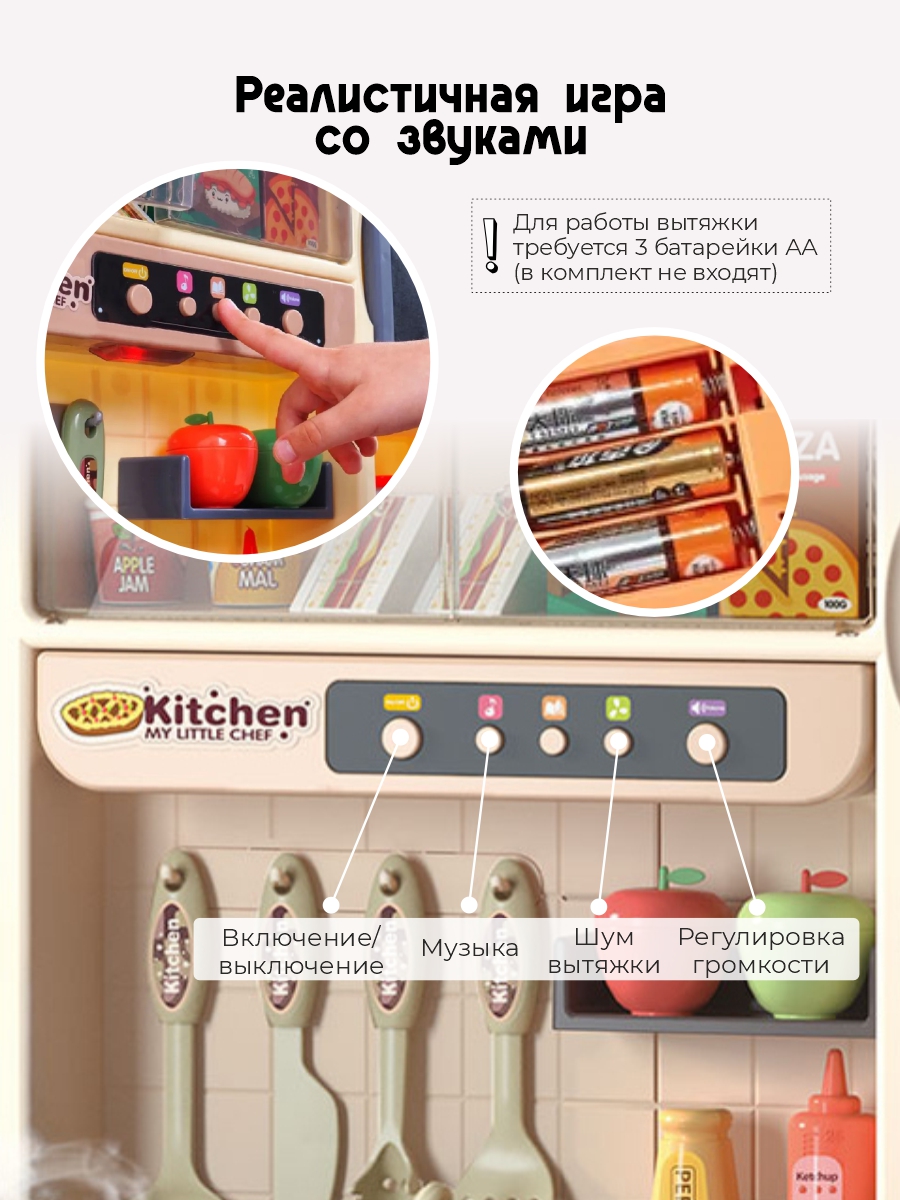 Кухня детская Позитив игровой набор со светом музыкой распылителем тумана - фото 7