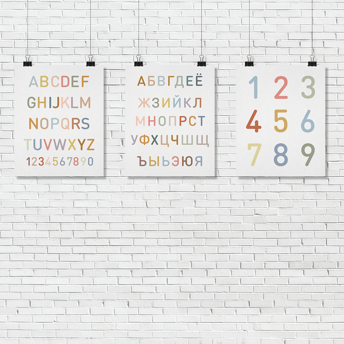 Интерьерный постер Moda interio Alphabet Алфавит и цифры 40х50 см 3 шт - фото 3