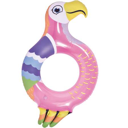 Надувной круг для плавания Jilong Тропическая птица 110х60 см розовый