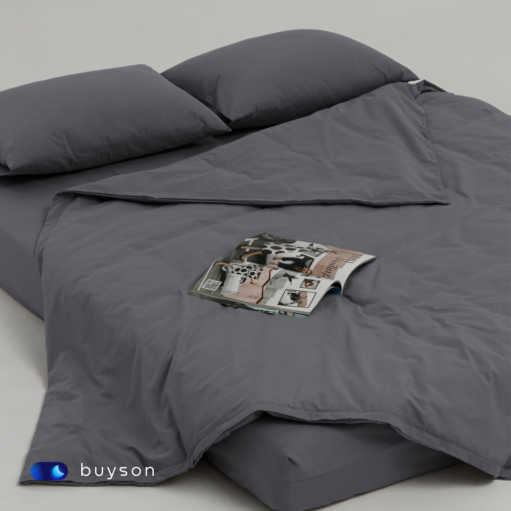 Комплект наволочек buyson BuyRelax 50х70 см хлопковый перкаль цвет графит - фото 6