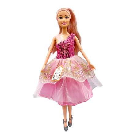 Кукла SHARKTOYS шарнирная с питомцем в розовом платье