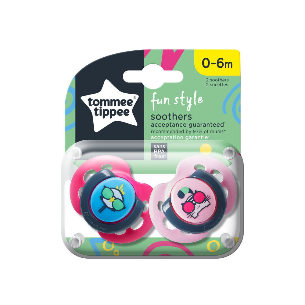 Пустышка Tommee tippee силиконовая Fun Style 0-6 мес. 2 шт. - фото 1