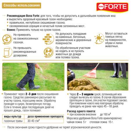 Удобрение Bona Forte для газона от мха 5 кг