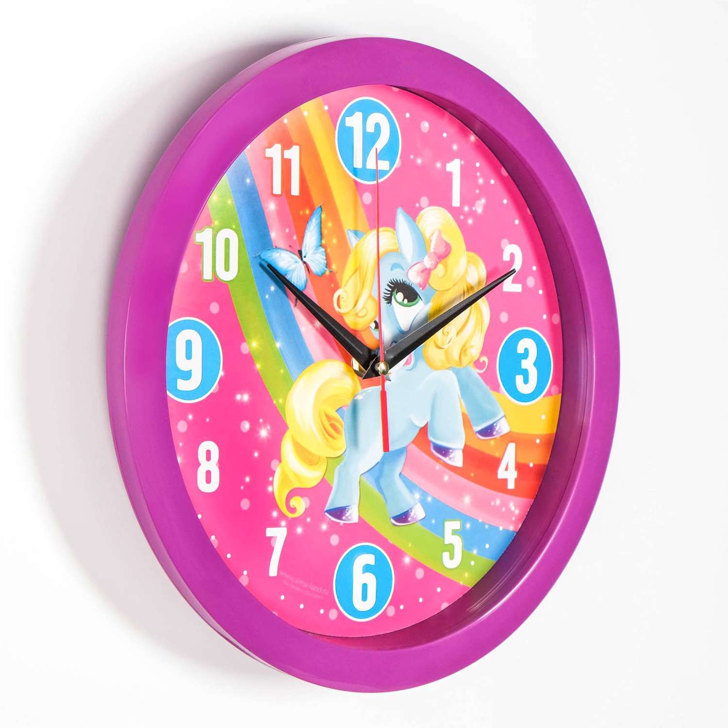 Часы настенные Соломон «Пони» d-28 см фиолетовый - фото 2