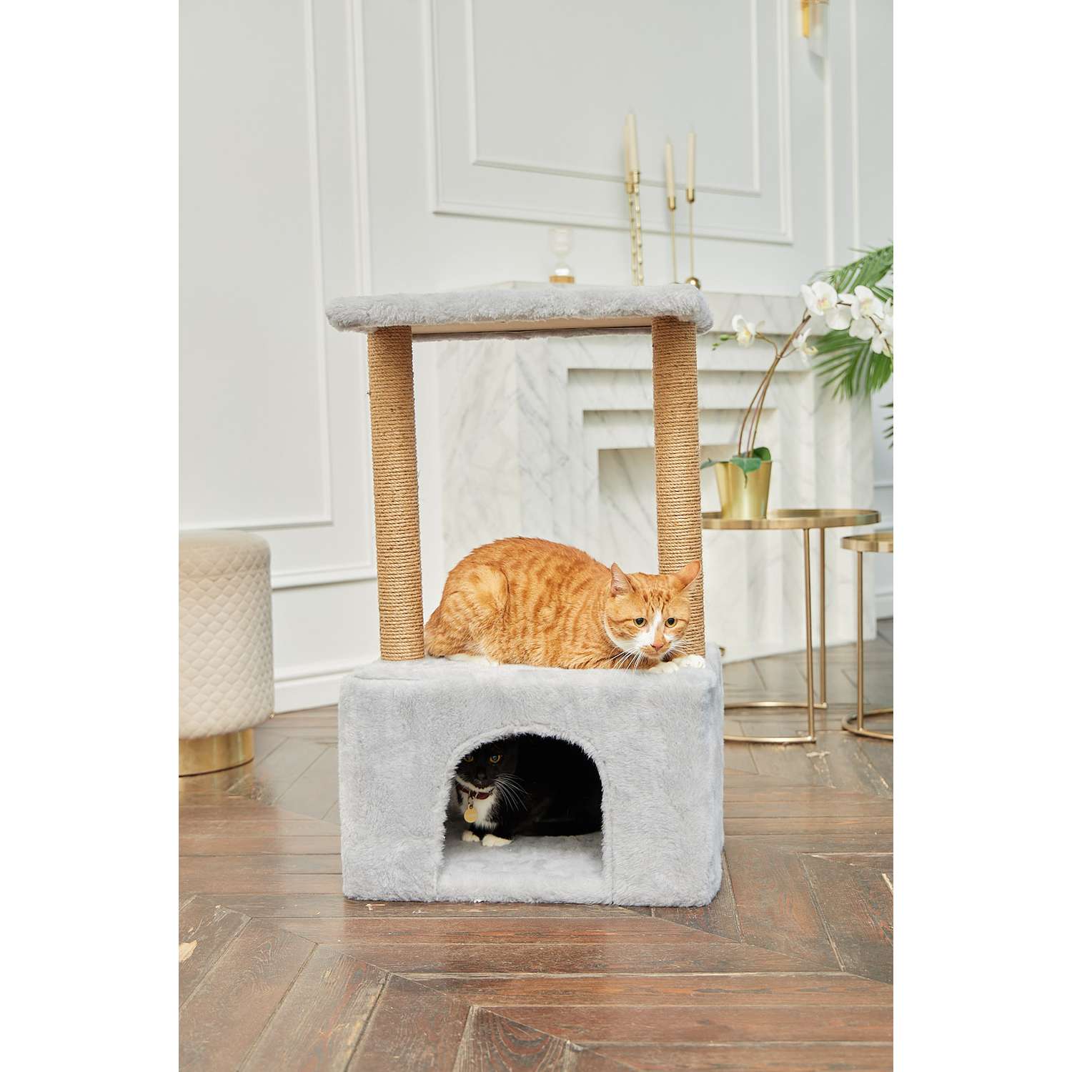 Когтеточка для кошек с домиком БРИСИ Серый - фото 11