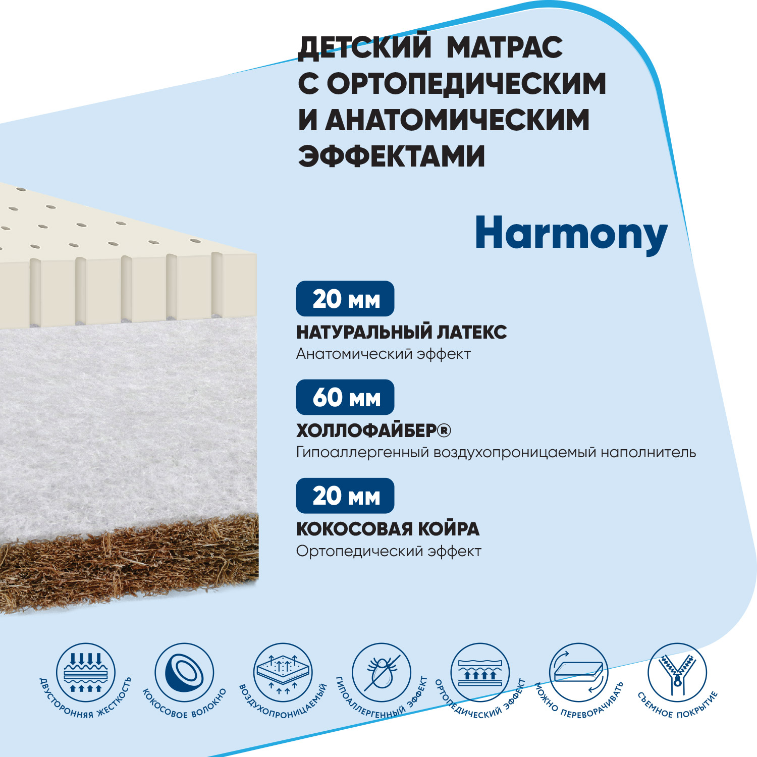 Матрас в кроватку Baby Elite Harmony 60*120*11 HR-1 - фото 4