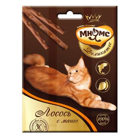 Лакомство для кошек Мнямс Деликатес лакомые палочки с лососем и манго 4г 3шт