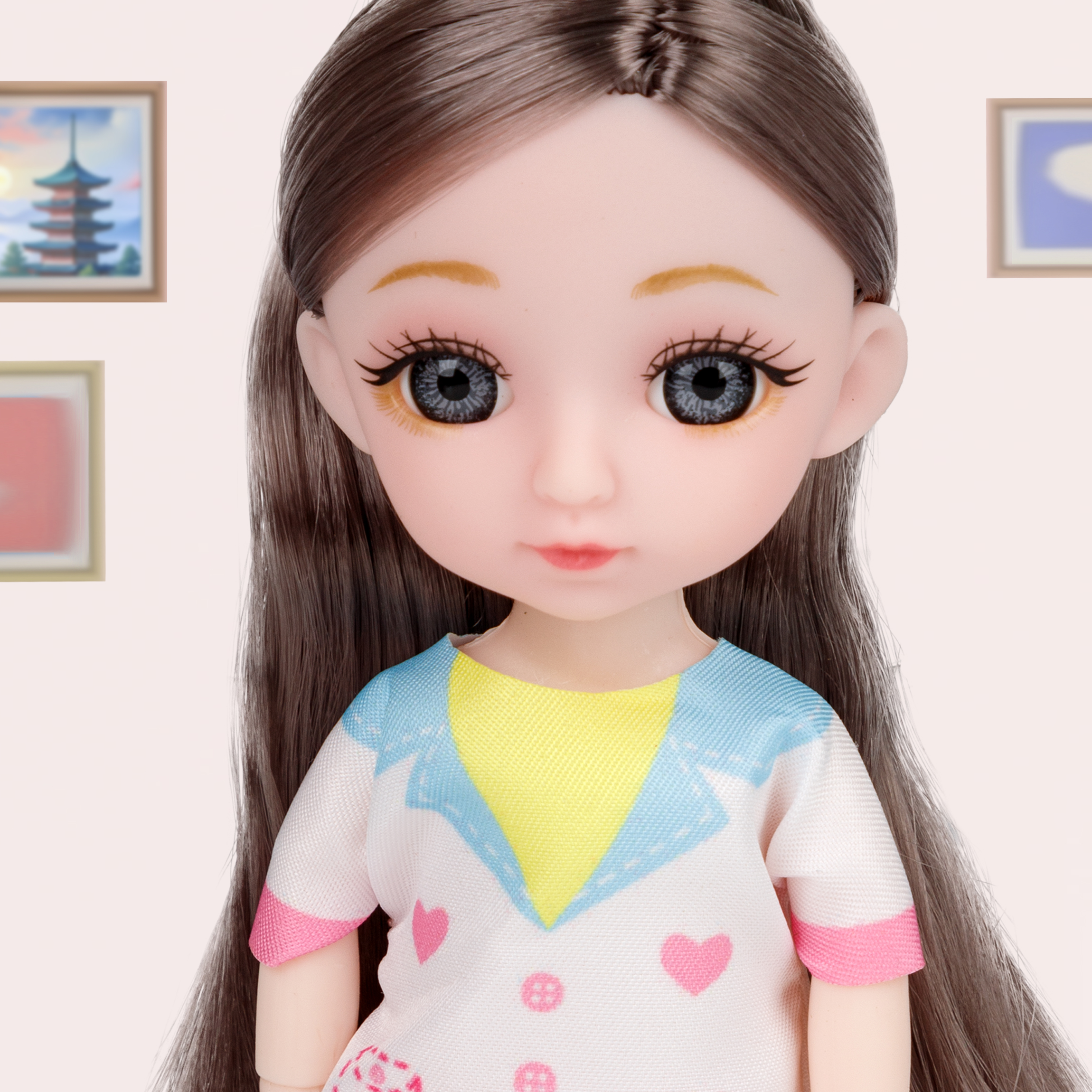 Кукла шарнирная 15 см 1TOY Alisa Kawaii доктор с длинными волосами брюнетка с аксессуарами Т24355 - фото 4