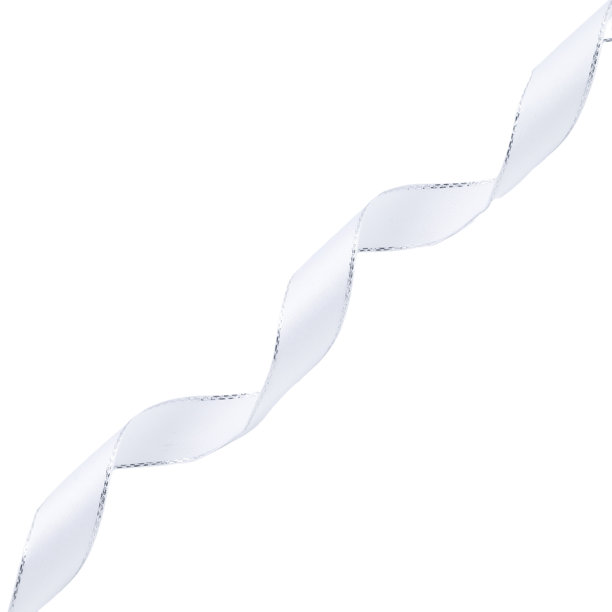 Лента Айрис атласная односторонняя упаковочная с серебряной нитью 15 мм 22.86 м 001 белый - фото 4
