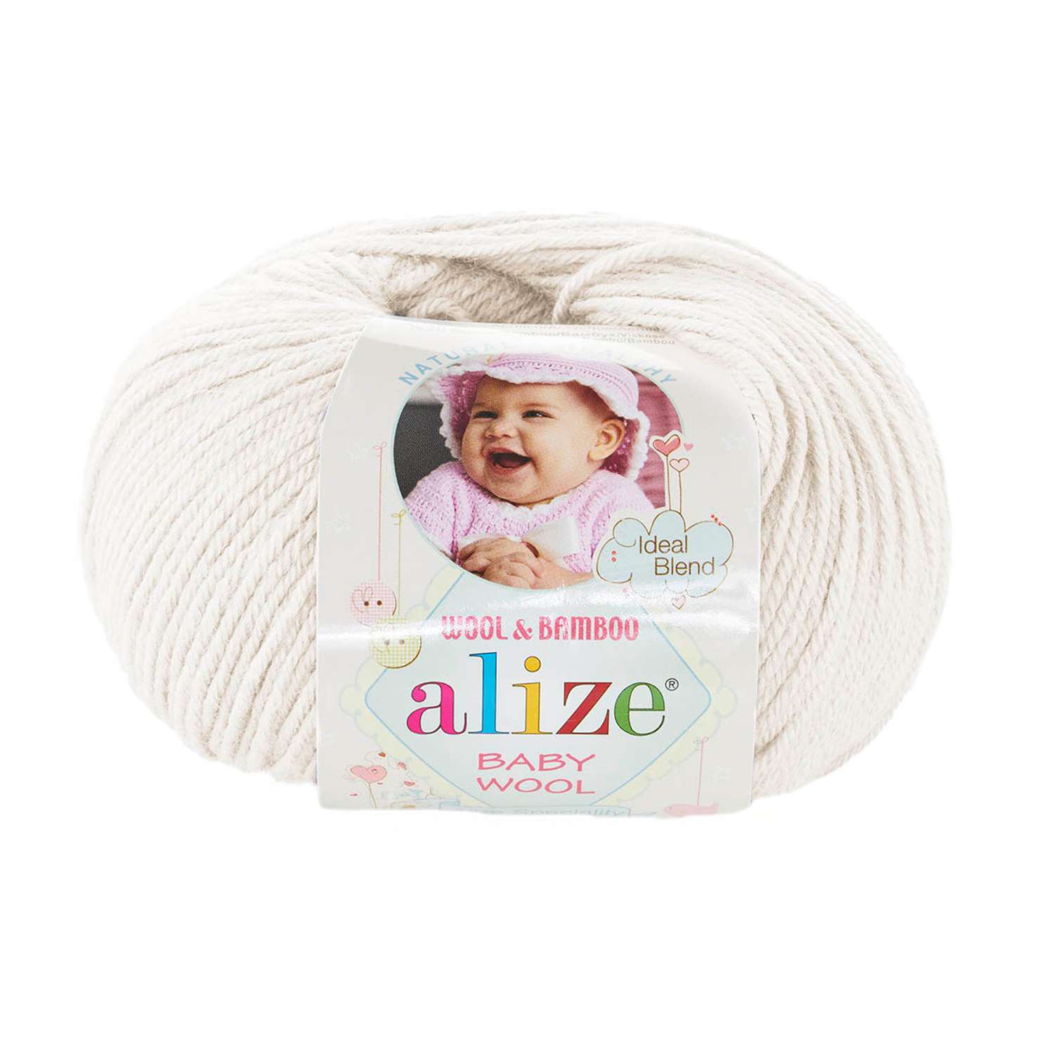 Пряжа для вязания Alize baby wool бамбук шерсть акрил мягкая 50 гр 175 м 62 молочный 10 мотков - фото 3
