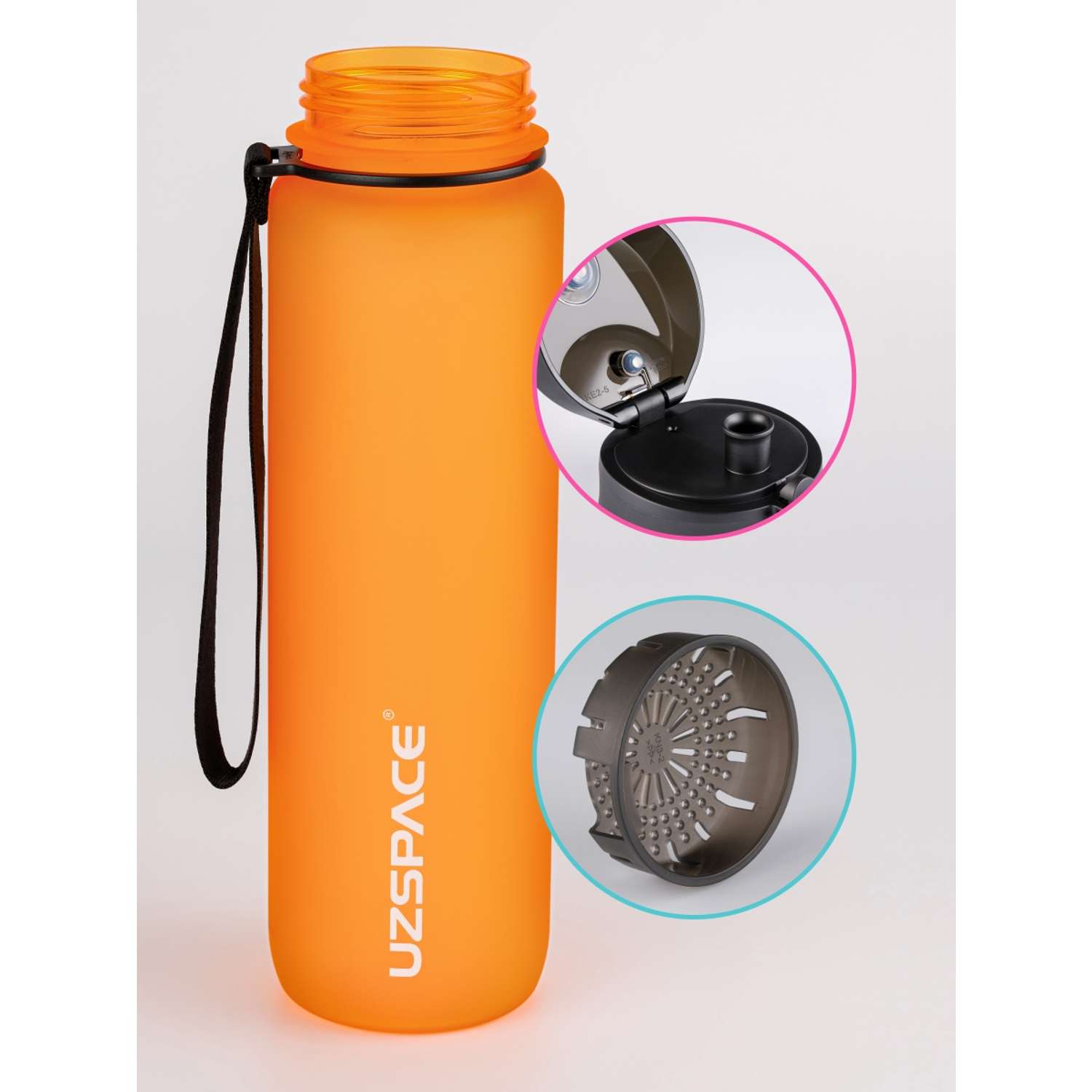 Бутылка для воды спортивная 1л UZSPACE 3038 оранжевый - фото 2