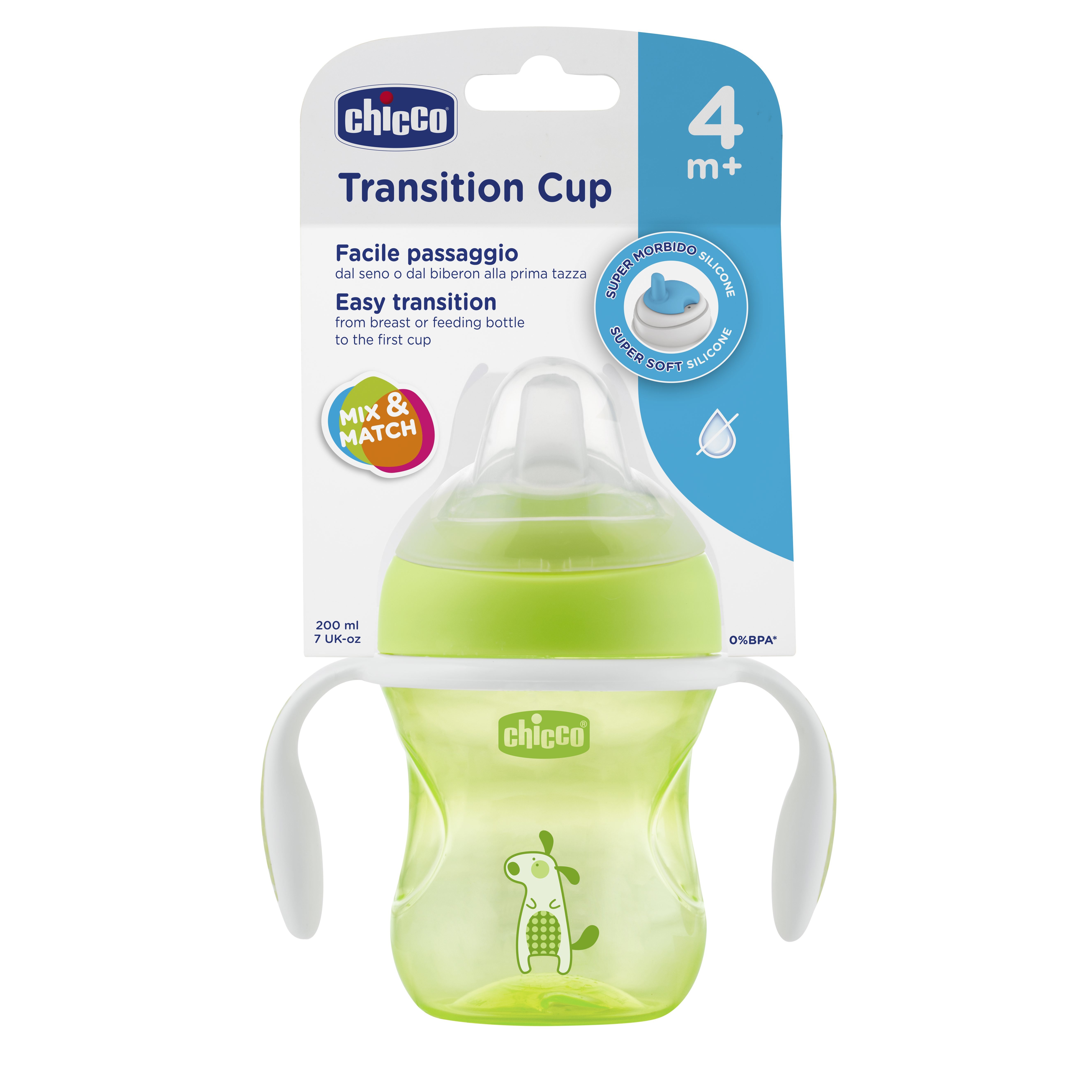 Поильник Chicco Transition Cup с носиком 200мл с 4месяцев Салатовый - фото 2