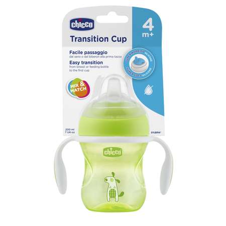 Поильник Chicco Transition Cup с носиком 200мл с 4месяцев Салатовый