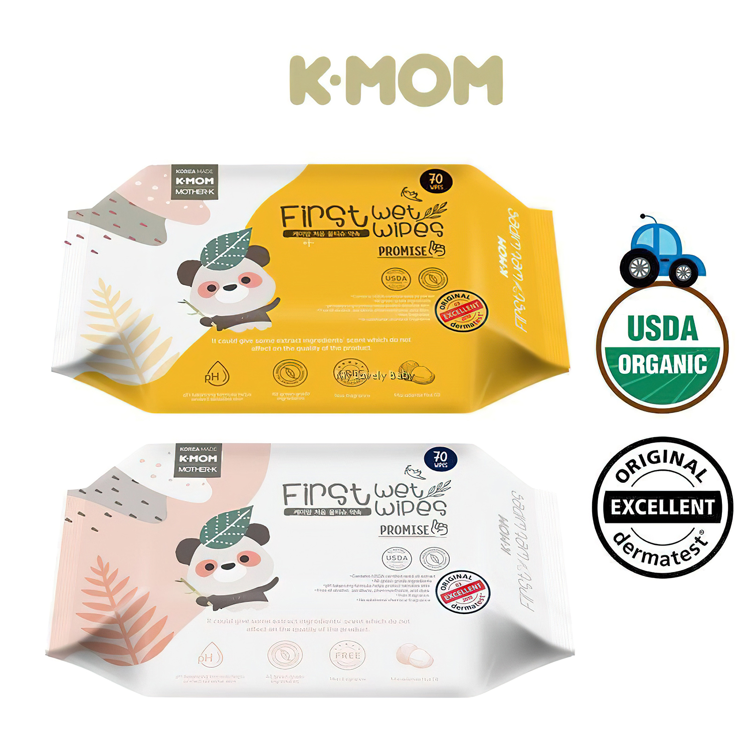 Влажные салфетки K-MOM 70 листов 0+ First Wet Wipes Promise - фото 3