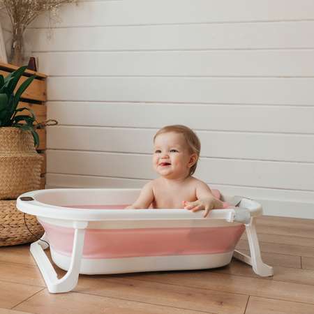 Ванночка Little Dreams для купания новорожденных складная с матрасиком и термометром
