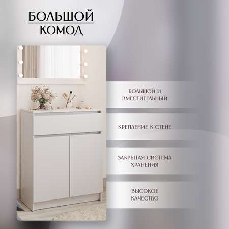 Комод LETTA City 2х дверный с ящиком белое тиснение 700х867х354