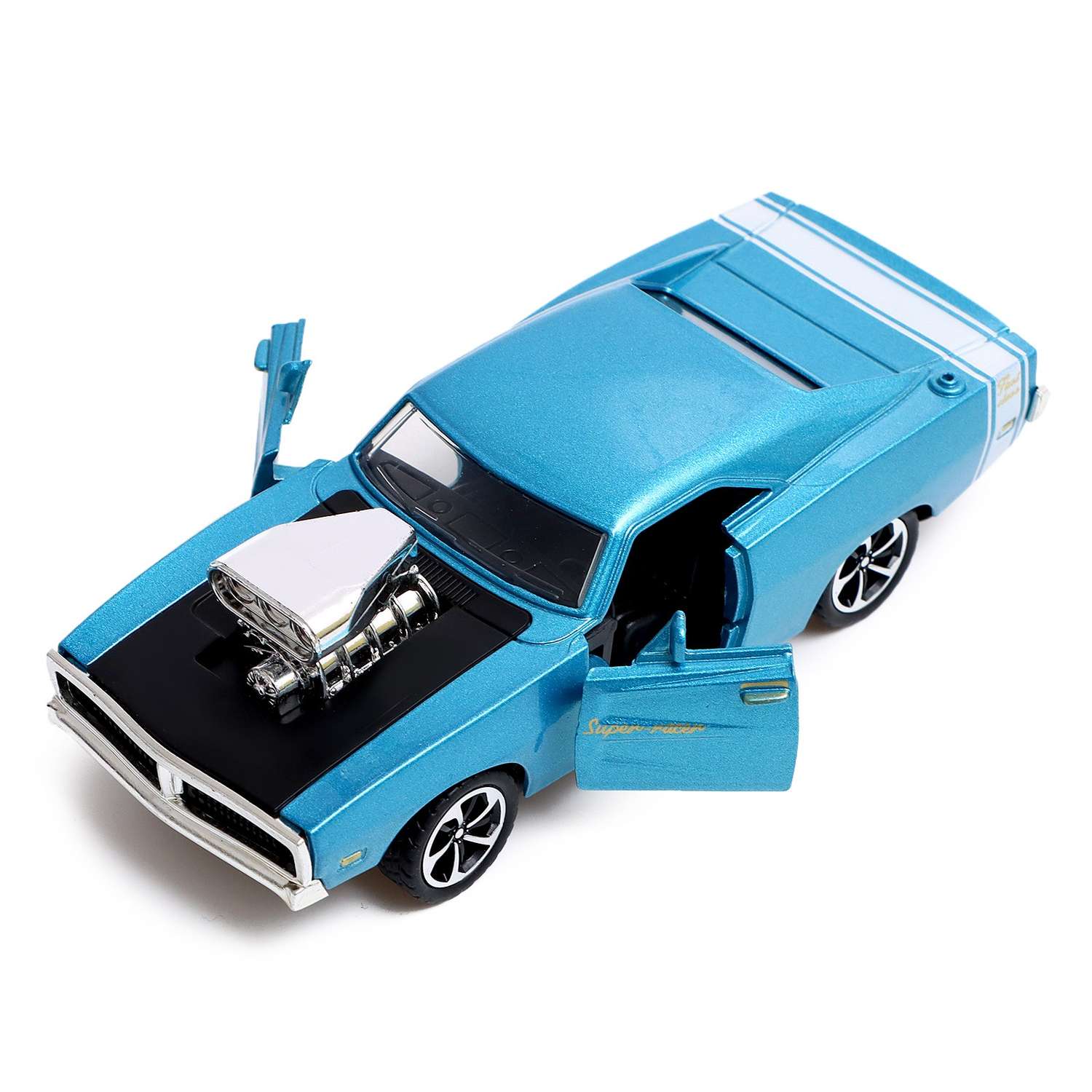 Машина Автоград металлическая Muscle car масштаб 1:32 свет и звук инерция цвет синий 9313567 - фото 4