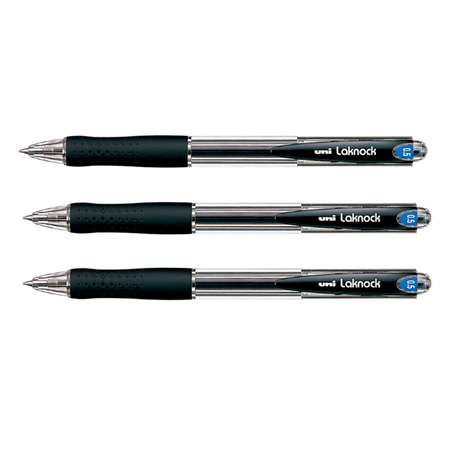 Ручка шариковая UNI Laknock SN-100 автоматическая черный 0.5 мм. 3 шт
