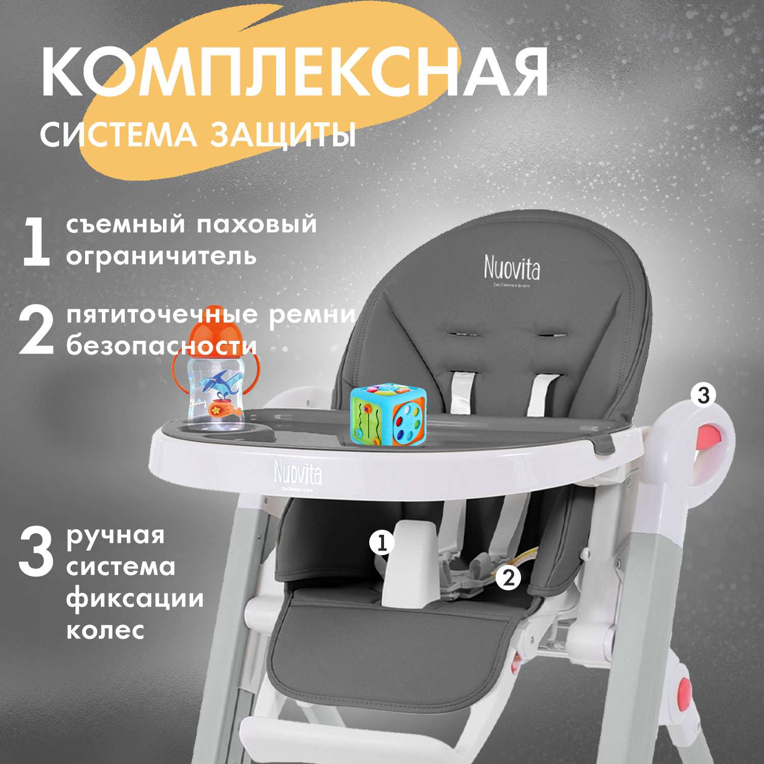 Стульчик для кормления Nuovita Futuro Bianco Темно-серый - фото 4