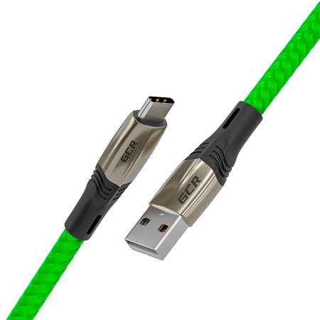 Кабель USB GCR 1.7m TypeC series Mercedes быстрая зарядка в зеленой нейлоновой оплетке GCR-51988