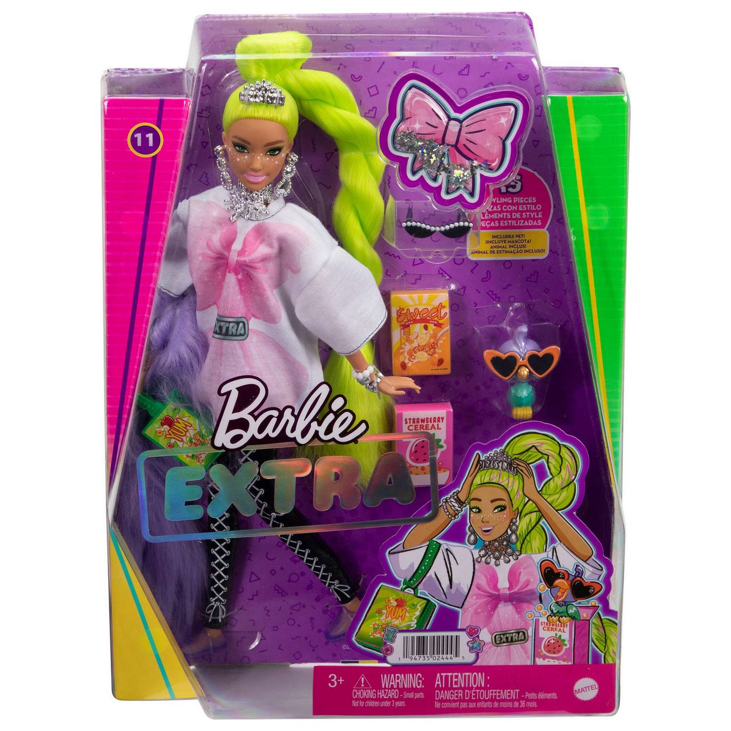 Кукла Barbie Экстра с зелеными неоновыми волосами HDJ44 HDJ44 - фото 2
