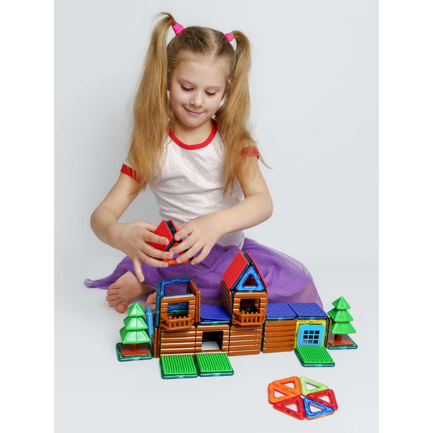 Конструктор Крибли Бу магнитный пластиковый сборный/детская развивающая игрушка с крупными деталями 48 элементов - фото 3