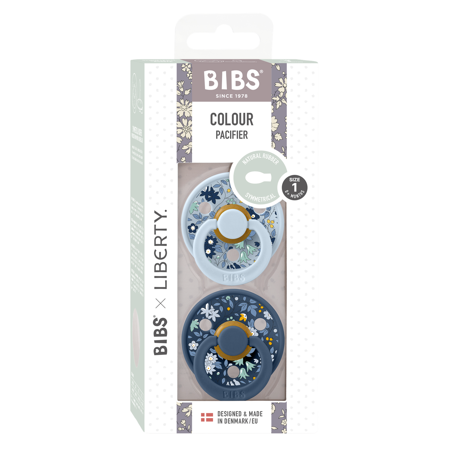 Набор 2 шт. Соска-пустышка BIBS Liberty Colour Symmetrical Chamomile Lawn-Baby Blue/Steel Blue - фото 2