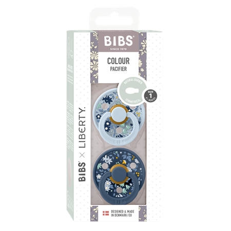 Набор 2 шт. Соска-пустышка BIBS Liberty Colour Symmetrical Chamomile Lawn-Baby Blue/Steel Blue
