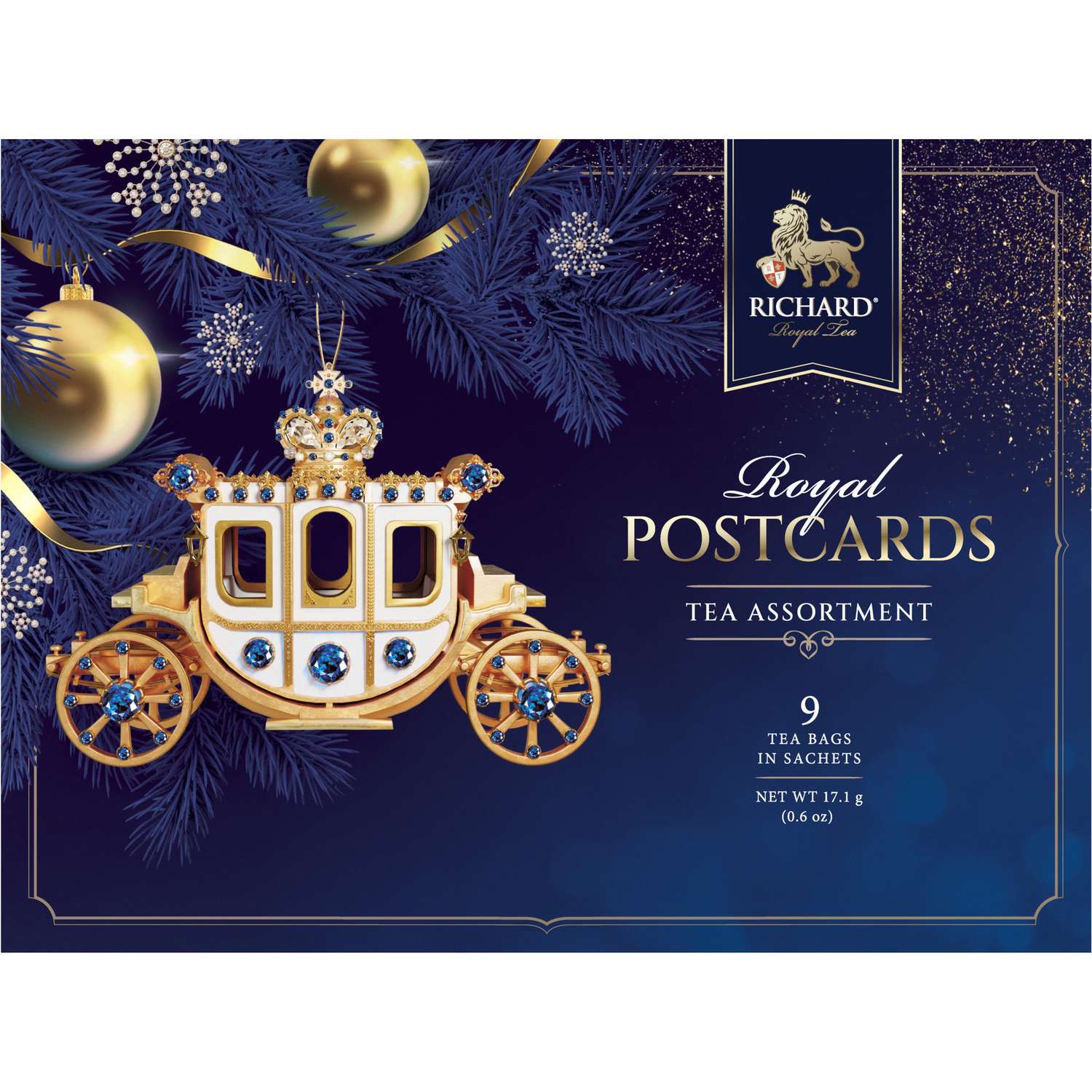 Чайное ассорти Richard Royal Postcards tea assortment к новому году карета 9 пакетиков - фото 1