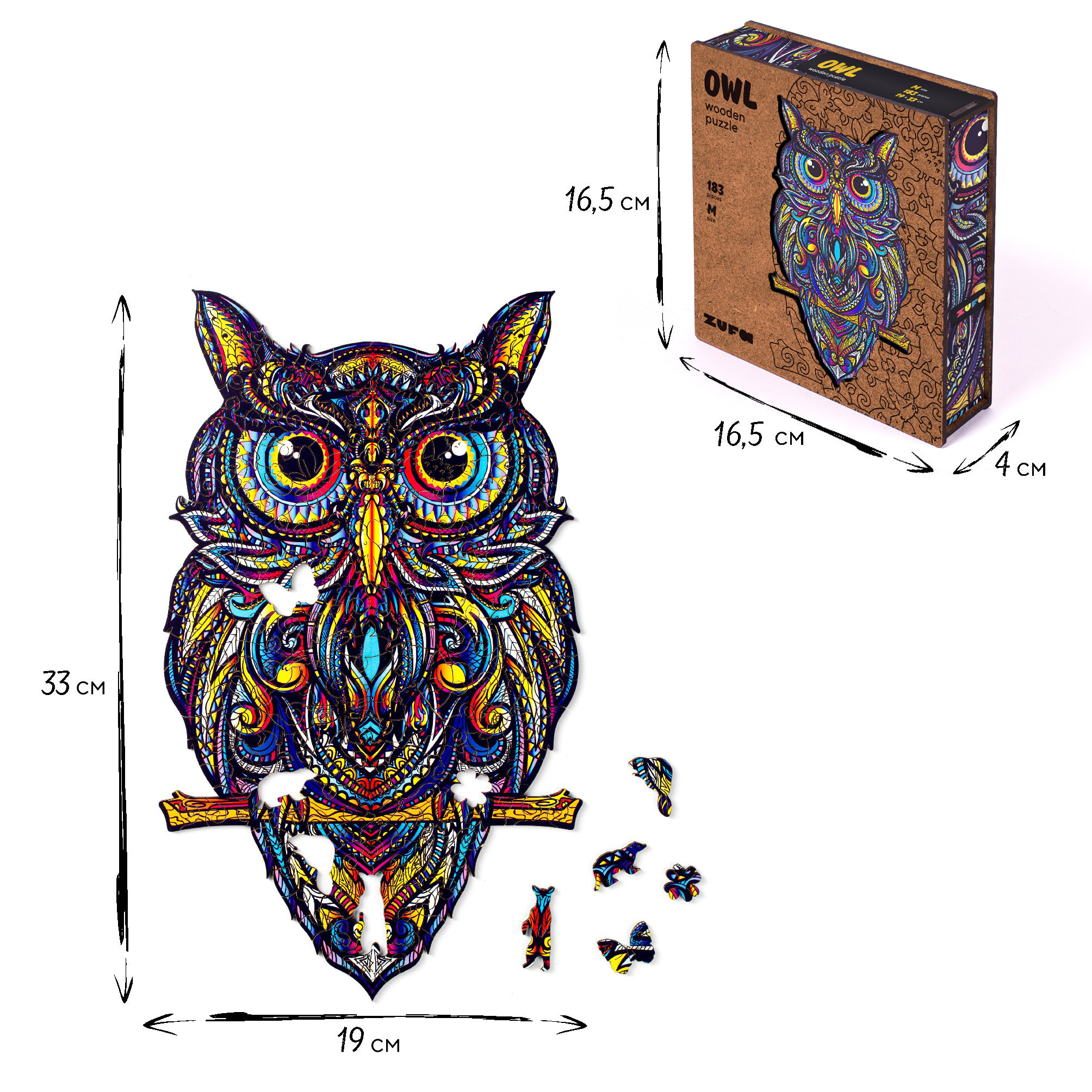 Пазл деревянный Zufa Сова M 183элемента ZDM 004 - фото 6