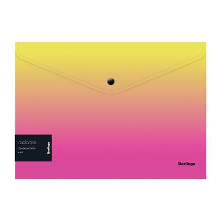 Папка-конверт на кнопке BERLINGO Radiance 180мкм желтый розовый градиент с рисунком набор 12 шт