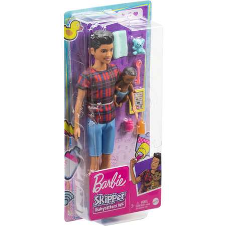 Набор Barbie Няня кукла брюнетка +аксессуары GRP14