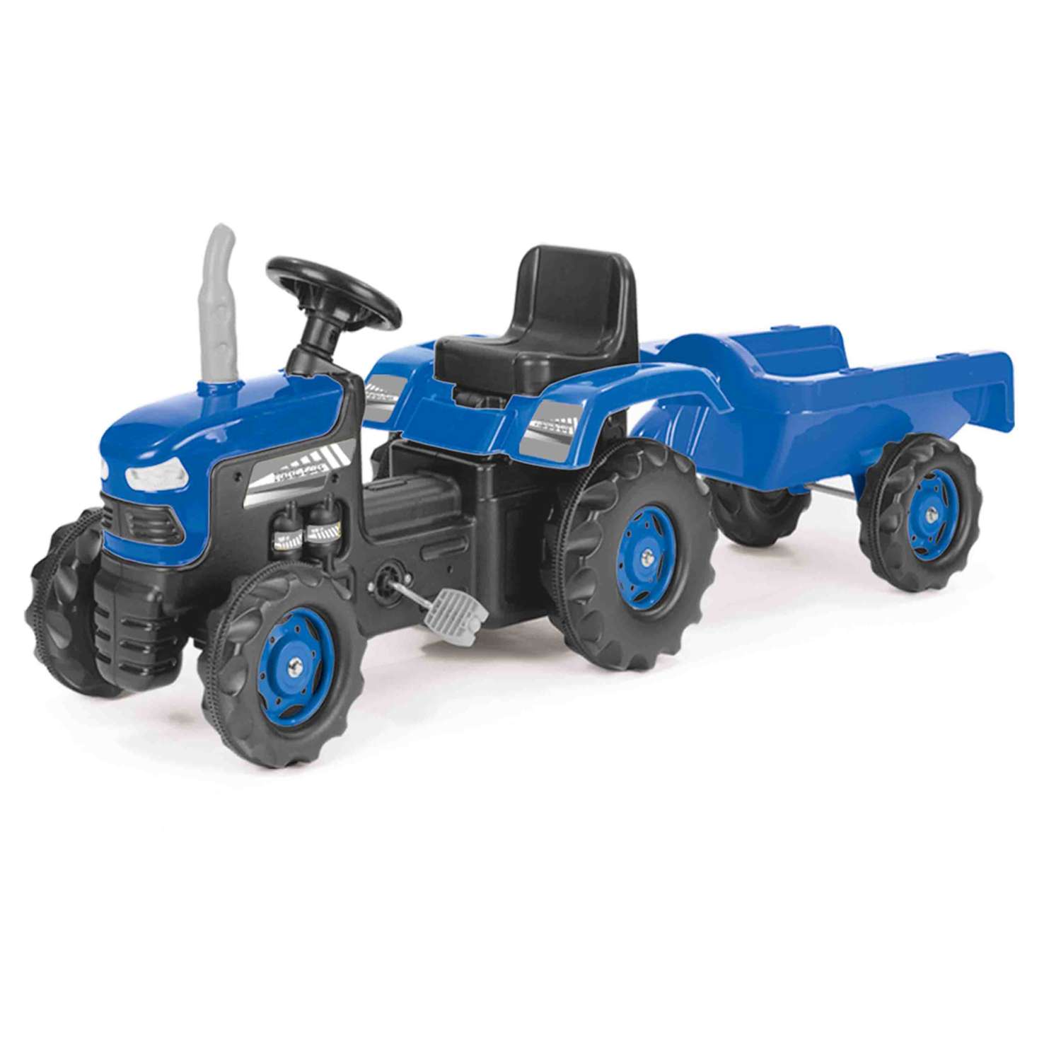 Трактор педальный DOLU с прицепом клаксон синий - фото 1