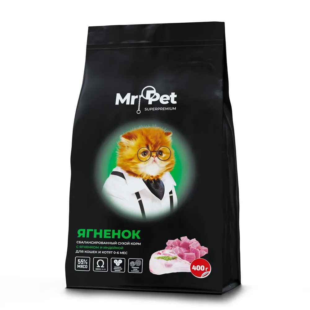 Сухой корм для кошек Mr.Pet Hypoallergenic 0.4 кг ягненок (для беременных и кормящих, полнорационный) - фото 1