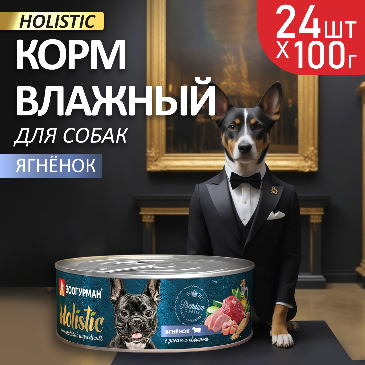 Корм влажный Зоогурман Holistic Ягненок с рисом и овощами, для собак, 100 г х 24 шт. - фото 1