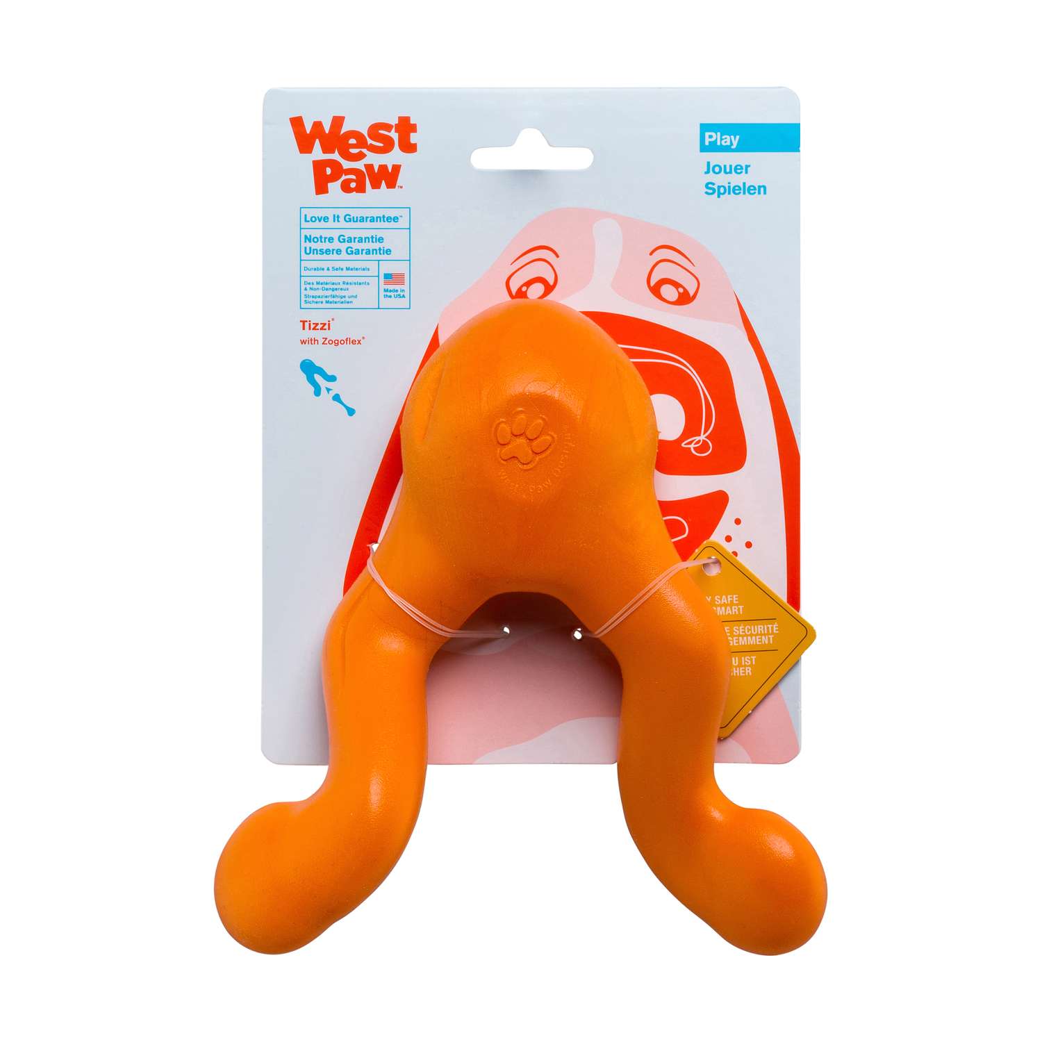 Игрушка для собак West Paw Zogoflex Tizzi для лакомств L Оранжевая - фото 2