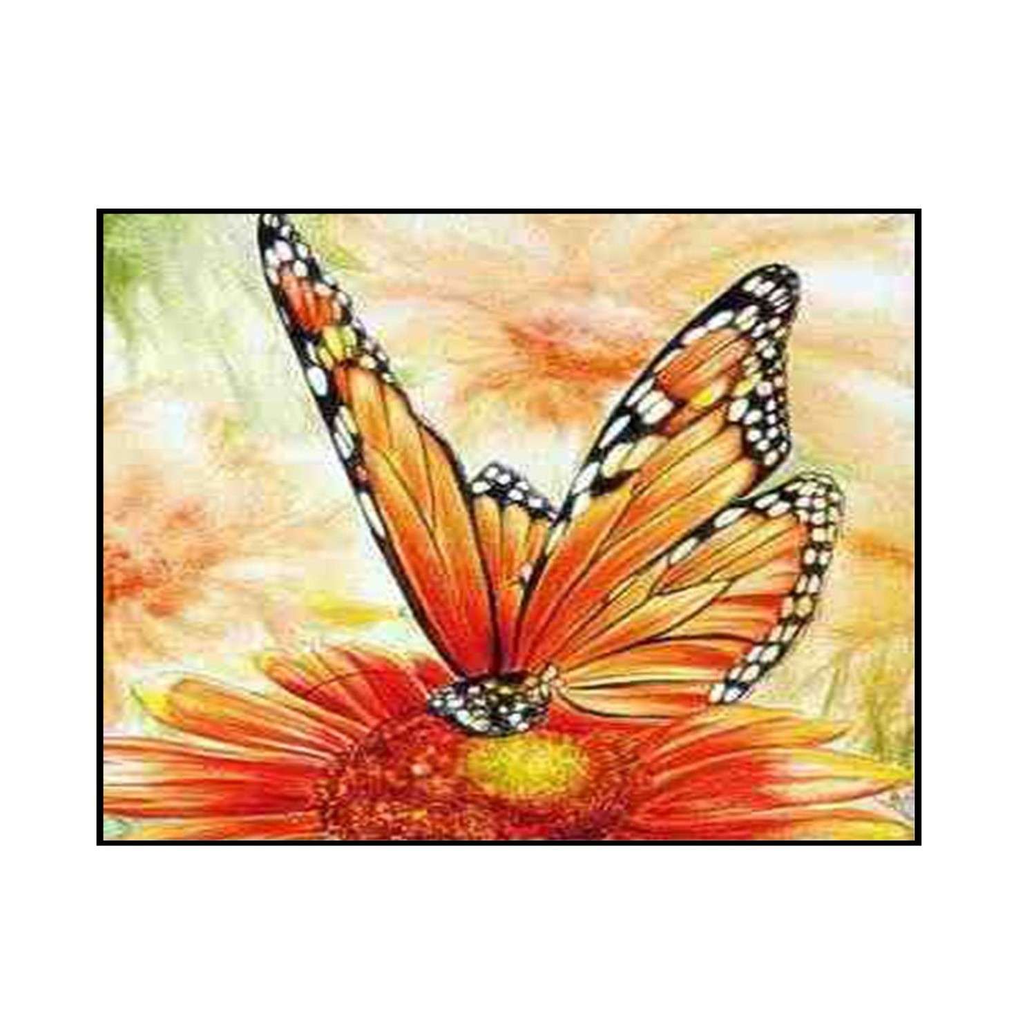 Алмазная мозаика Seichi Бабочка на цветке 15х20 см - фото 2