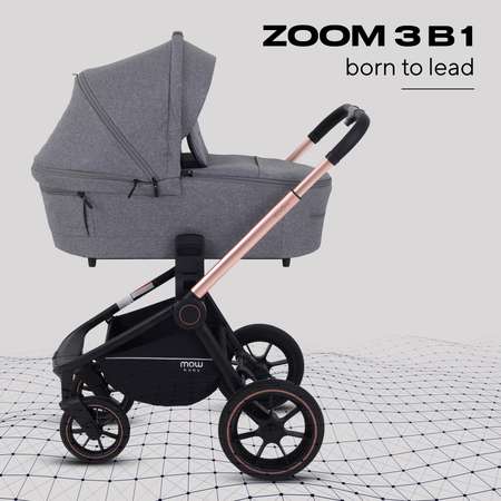 Коляска детская универсальная MOWbaby ZOOMPU (3в1) RA087 Gold Grey