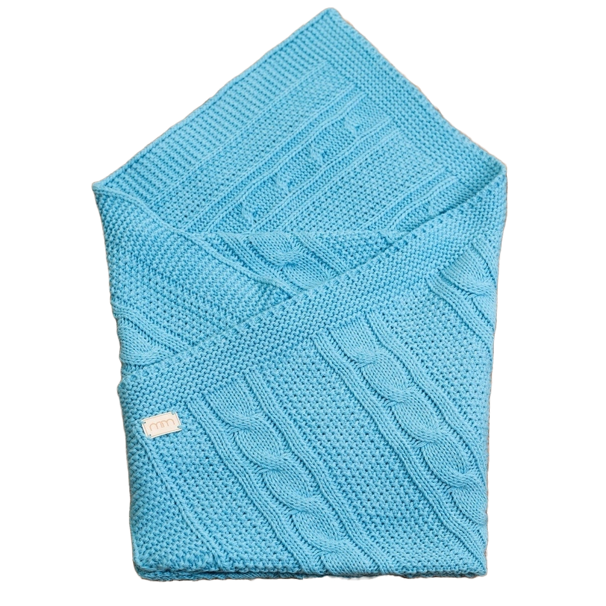 Плед-покрывало детский вязаный WARM WHIFF D-16 голубой на выписку в коляску в кроватку 90x110 - фото 1